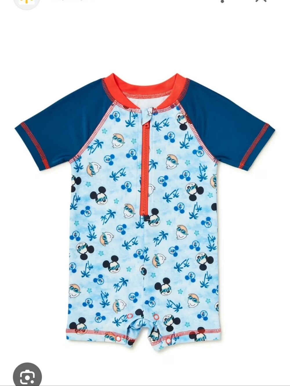 Mickey Mouse Baby Boy Swim One Piece Rash Guard, Size 12 Months